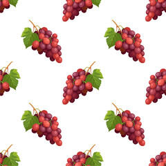 Red grape seamless pattern Fruit background.