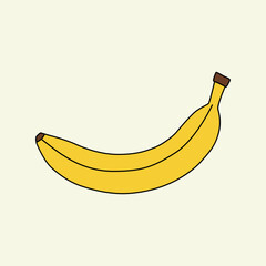 Banana Fruit Cartoon Illustration in Simple Style