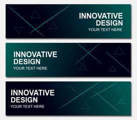 Innovative modern banner design set. Horizontal abstract templates with gradient background, line graphics, geometric shapes, for banners, posters, digital business, advertising, and technology.