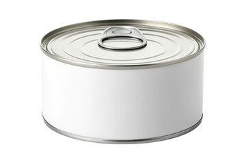 Blank white tin can with pull tab ready for custom branding and product packaging design mockups