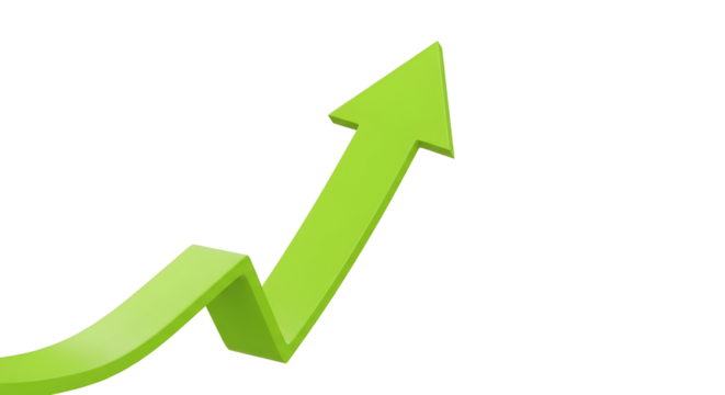 Success arrow pointing up symbolizing business growth, financial trend, profit, and improvement concept. isolated PNG with Transparent Background