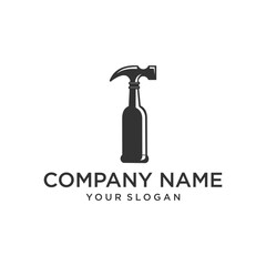 combination hammer with bottle logo vector Illustration