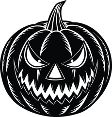halloween pumpkin  Vector art of a menacing jackolantern with a sinister grin, , its sharp teeth and piercing eyes creating a chilling halloween image, perfect for spooky season designs