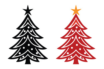 Vector illustration of christmas tree silhouettes.
