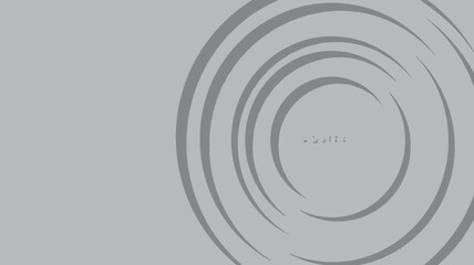 Obraz premium Abstract gray background with concentric, irregular dark gray rings creating a ripple or target effect on the right side, featuring a subtle central detail.