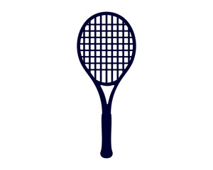 Tennis racket vector silhouette, minimalist sports equipment icon design