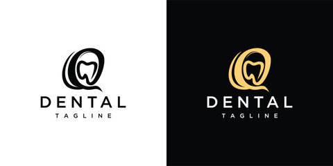 Monogram letter Q logo design with teeth, design for a luxurious, elegant and simple business.