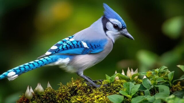 Blue jay foraging