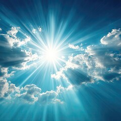 Bright sun rays pierce through clouds
