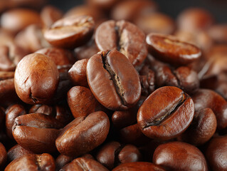 Fototapeta premium Roasted coffee beans creating rich aroma and caffeine
