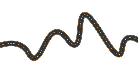 A Long winding and curved road, winding and curved road from a top view isolated from the background, illustration. Vector eps10	
