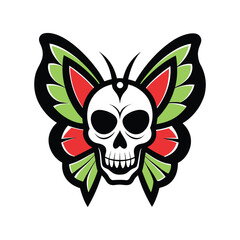 skull with butterfly wings 