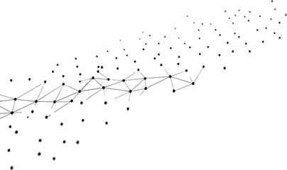 Abstract network of connected dots on a white background.