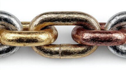 Fototapeta premium Shiny gold and bronze metallic chain links close-up
