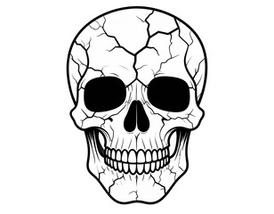 Fototapeta premium Skull face with cracks illustration, isolated PNG