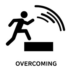 Vector stick figure jumping off block with motion lines indicating movement on white background