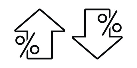 Percentage Arrow Icons. Up and Down Rate Vector, Price Increase and Decrease Icon. Percentage Arrow Vector
