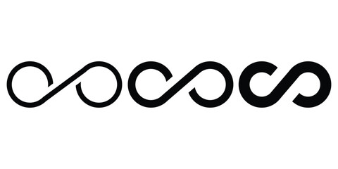 Infinity Symbol Vector. Minimalist Endless Loop Icons, Infinite Loop Icon Set. Modern Infinity Vector Design