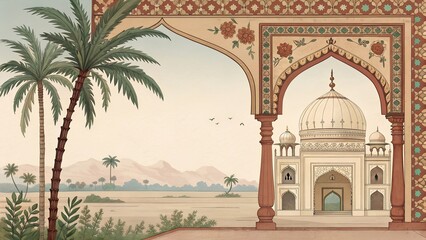 mughal miniature art inspired temple arch decorate