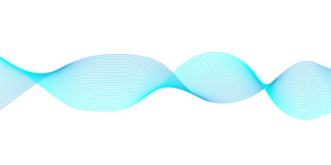 Abstract blue gradient wave lines on white background.