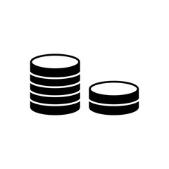 A solid fill icon of stacked coins