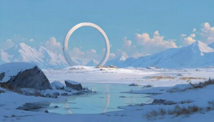 リング構造の雪山風景