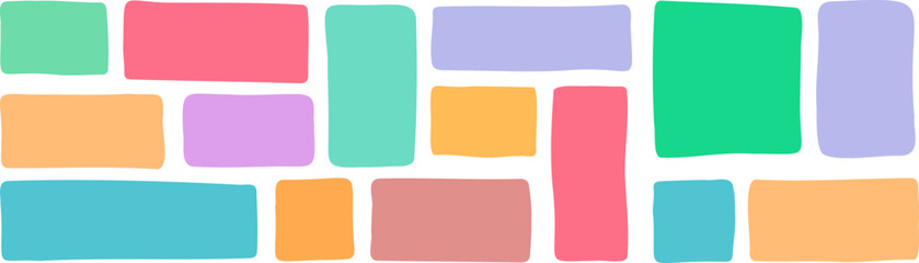 Doodle colorful hand drawn rectangle paint shapes, Colorful Doodle Border Shapes with Wavy Edges, different boxes