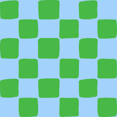 Hand drawn checkered seamless pattern in naive style. Vector vibrant background with trendy checks