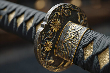 日本刀と鞘、美しい刀剣と伝統的な背景