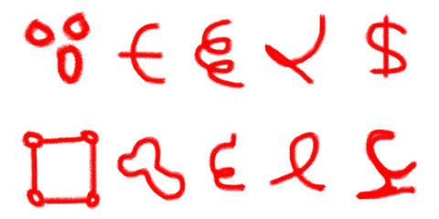 Red Spray Painted Symbols Abstract Collection for Modern Digital Art Projects