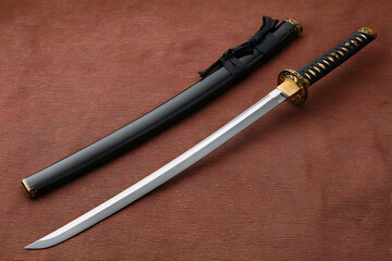 日本刀と鞘、美しい刀剣と伝統的な背景