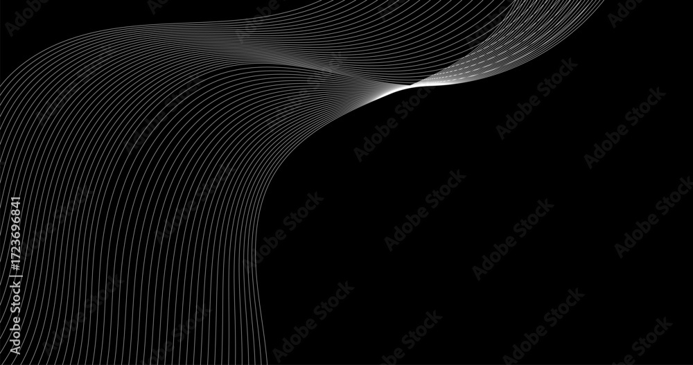 Poster black abstract copy space background with curve lines in white color