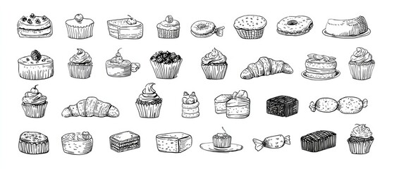 Hand-drawn illustrations of various sweet treats (1)