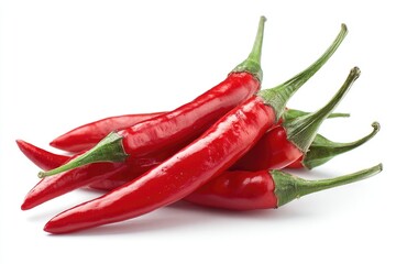 Close-up of several red chili peppers