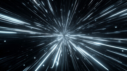 White light streaks moving dynamically in a dark space, representing speed.