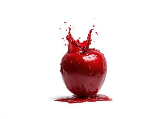 Red Apple Splash Isolated On White Background