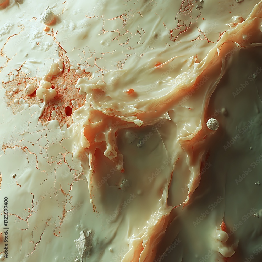 Poster a close-up image showcasing intricate textures and patterns with a creamy, organic appearance, featu