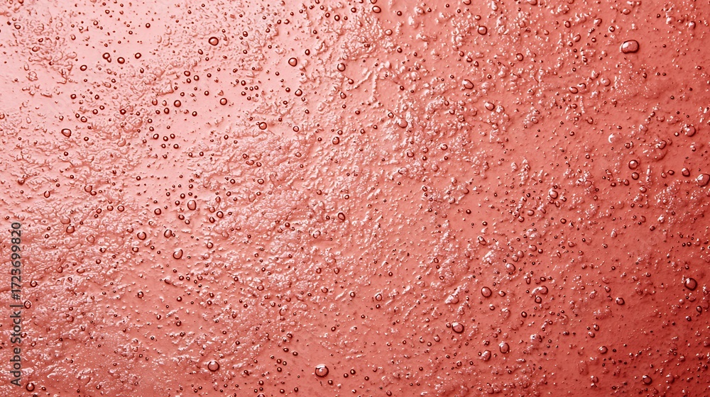 Poster a textured surface with droplets of water, creating a visually striking and colorful pattern in shad