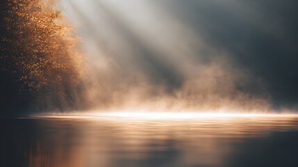 Luxury spa retreat blurred golden beams through rainy mist
