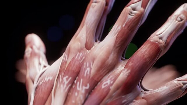 Anatomy hand muscles closeup