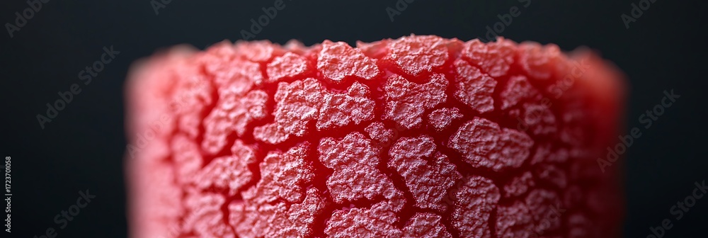 Poster the image showcases a close-up texture of a vibrant, red surface, emphasizing intricate patterns and