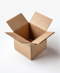 Empty open cardboard box on white background
