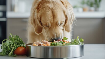 puppy with sensitive stomach eating from bowl of food