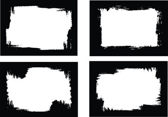 ink brush frame border vector illustration on transparent background. Dirty element design, box, frame or background for text. Eps 10