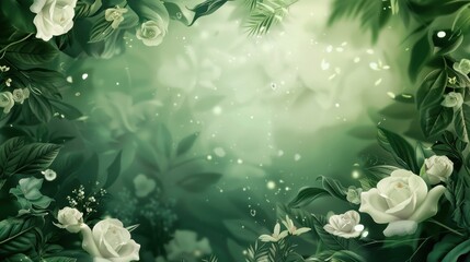White roses floral background