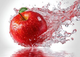 Red Apple Splashing in Water