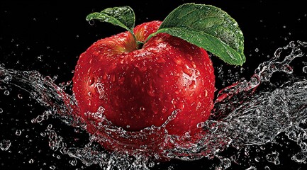 Red Apple Splashing in Water