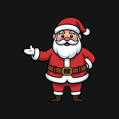 Cartoon Santa Claus with outstretched hand on black background Keywords: santa claus, christmas