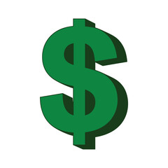 Green 3D Dollar Sign Isolated on White Background Keywords: dollar, sign, money, currency, green