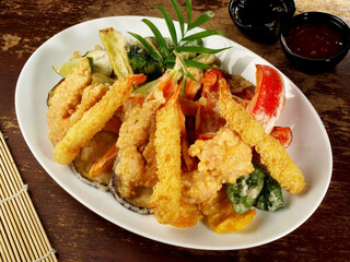 Fast Food - Vegetable Tempura with Soy and Dipping Sauce